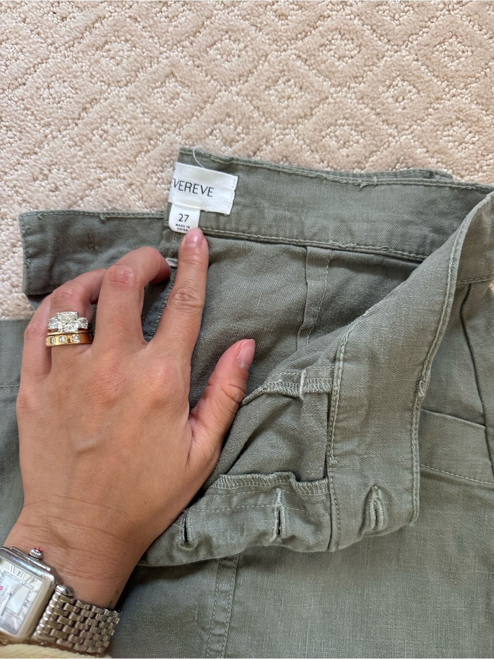 Evereve Olive Green Women's linen - Size 27